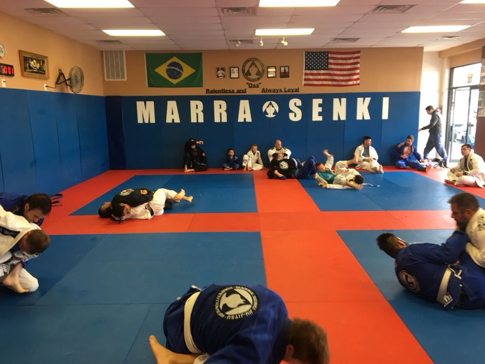 Adults training Brazilian Jiu-Jitsu at Marra Senki BJJ San Antonio